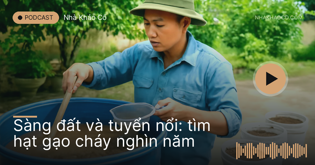 Người khuấy thùng nước đất và vớt lớp hạt nổi bằng rây mịn